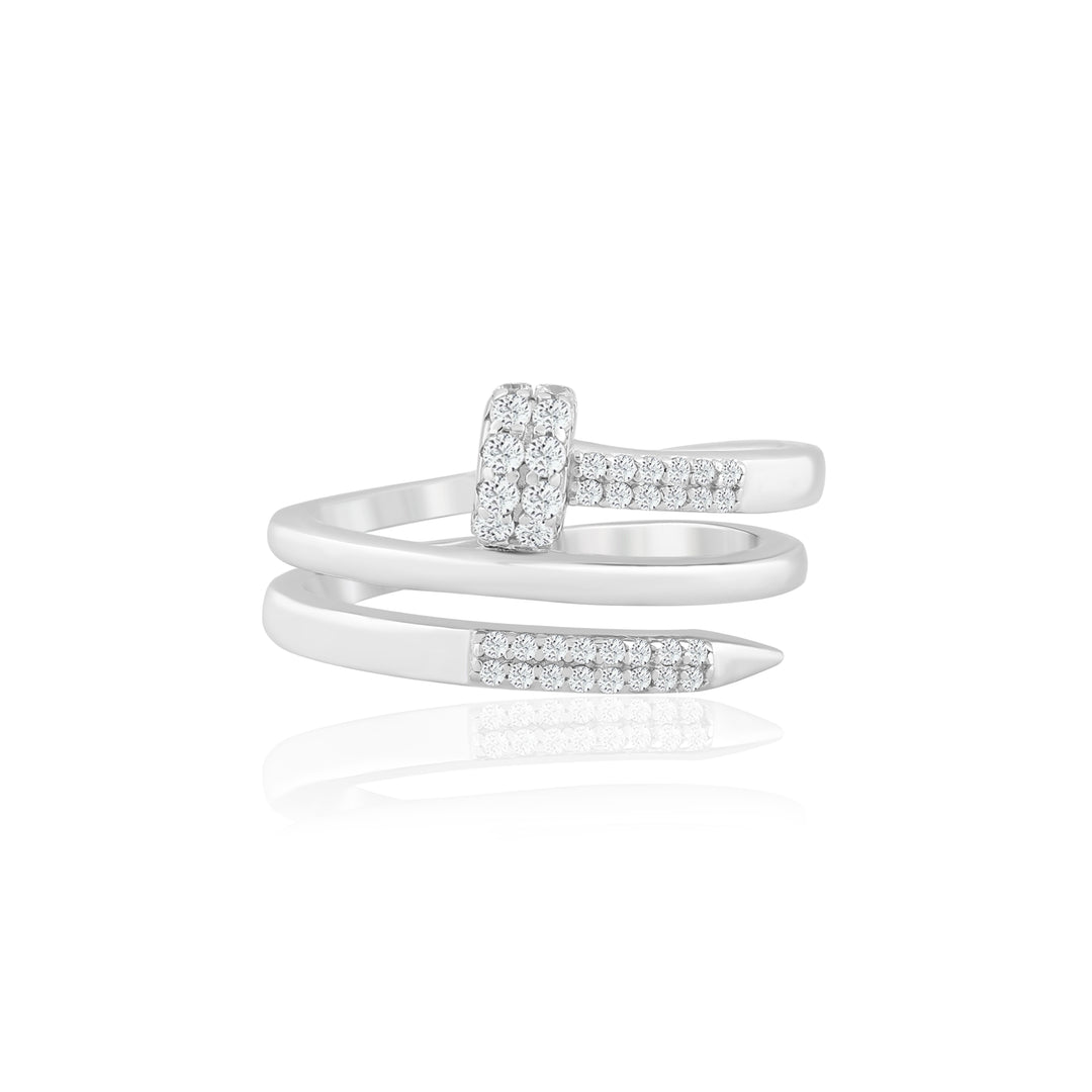 Nail statement Ring (Rhodium Plated)