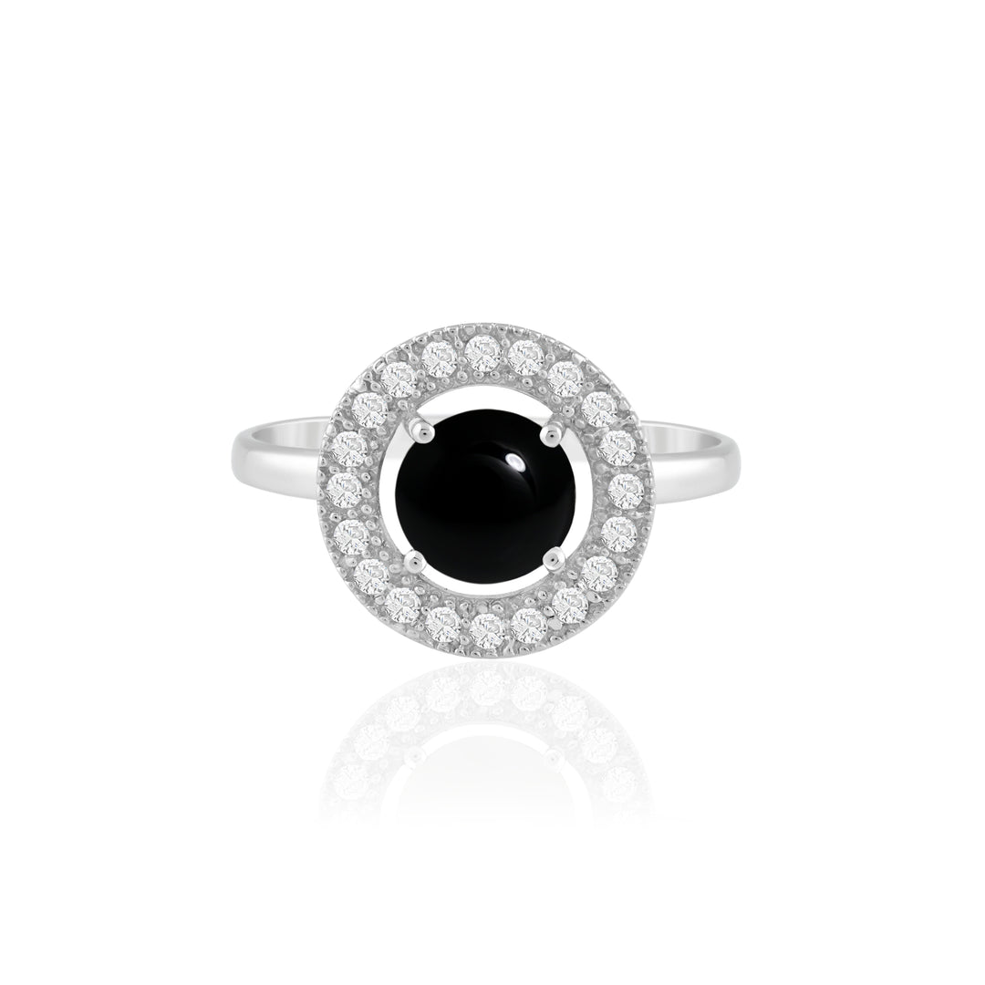 Natural Onyx Black Cabochon Ring