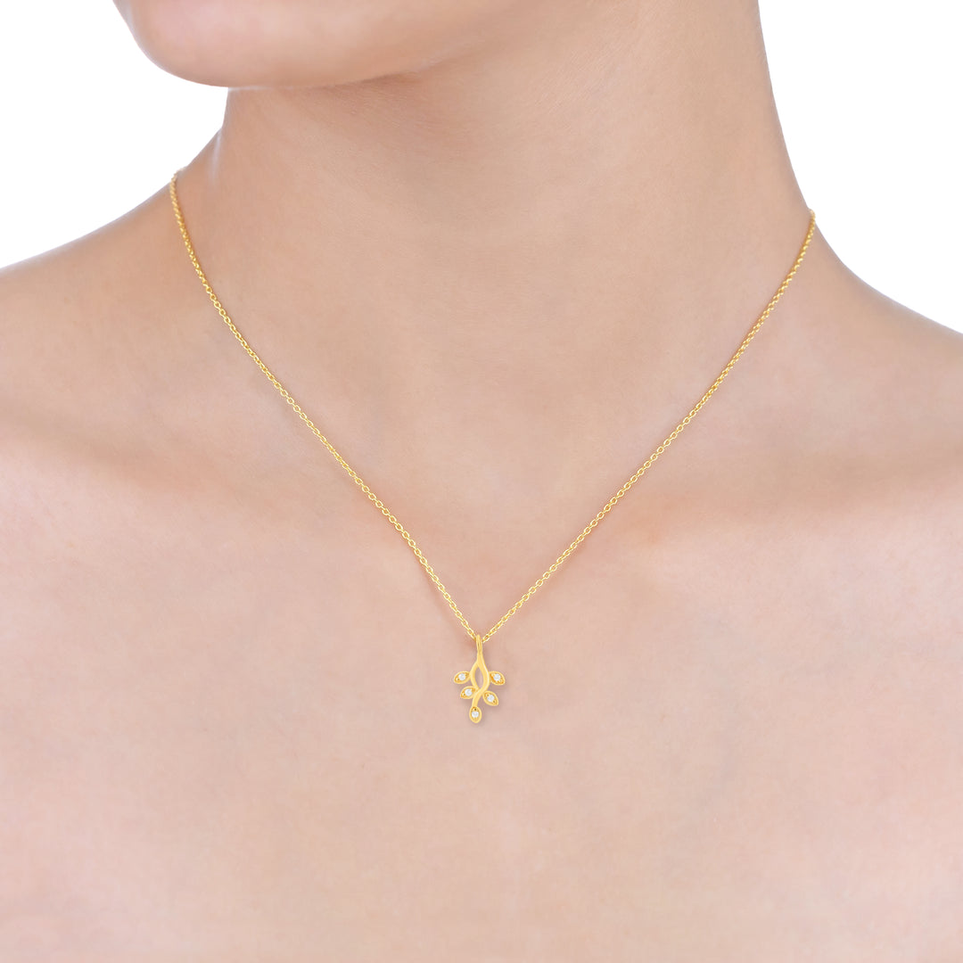 Leaflet Charm Necklace (Gold Plated)