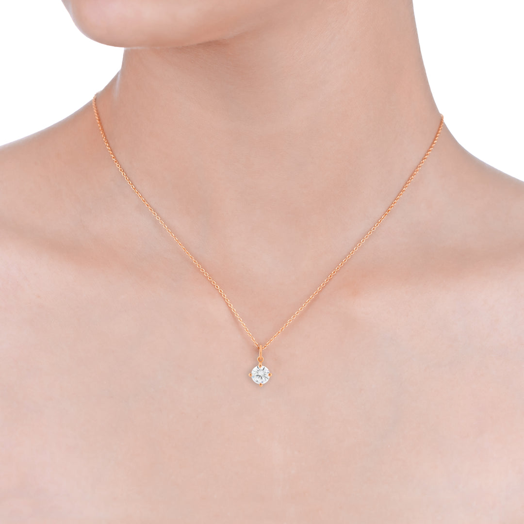 Solitaire Necklace (Rose Gold Plated)