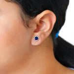 Load image into Gallery viewer, Aura Round Studs (Rhodium Plated)