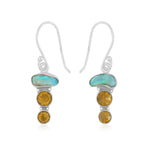 Load image into Gallery viewer, Natural Opal Ethiopian Rough & Citrine Faceted Earrings