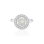 Load image into Gallery viewer, Natural Moonstone Blue Fire Cabochon Ring