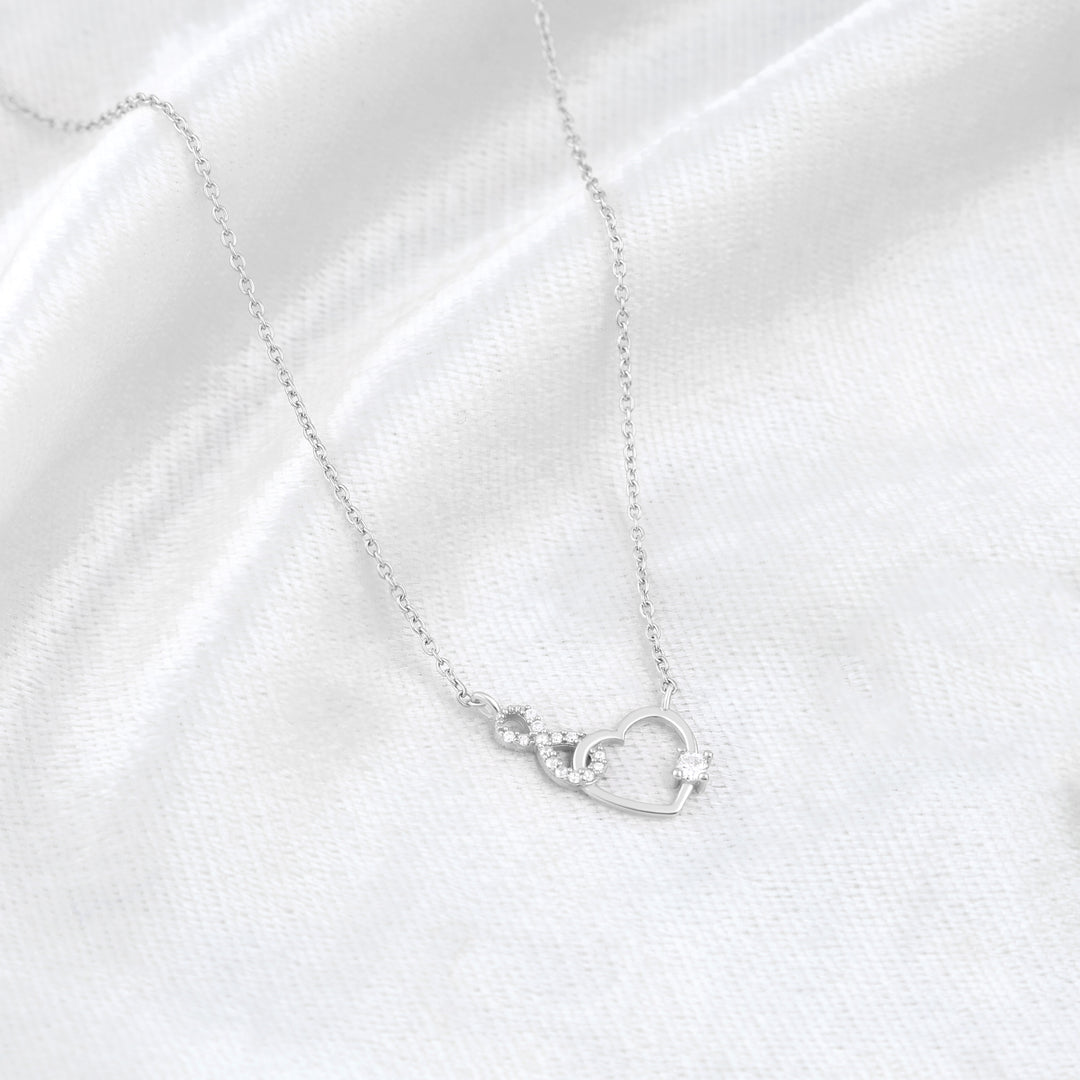 Infinity Heart Necklace (Rhodium Plated)