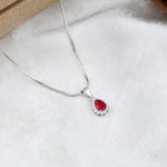 Load image into Gallery viewer, Ember Pear Pendant (Rhodium Plated)