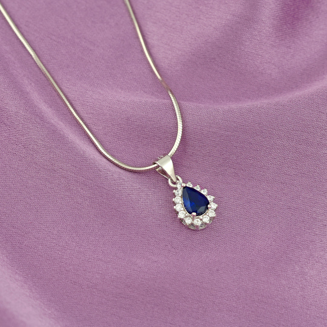 Aura Pear Pendant (Rhodium Plated)