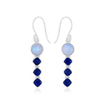 Load image into Gallery viewer, Natural Rainbow Moonstone Cab & Tanzanite Cut Earrings