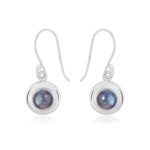 Load image into Gallery viewer, Natural Labradorite Blue Fire Cab Earrings