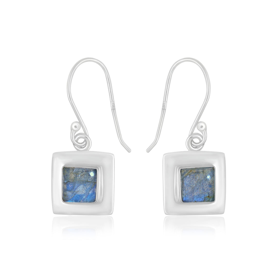 Natural Labradorite Blue Fire Cabochon Earrings