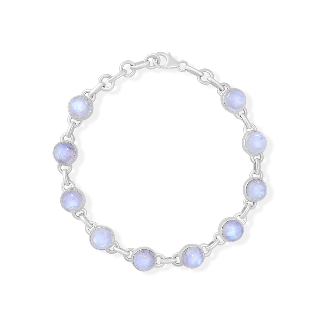 Natural Rainbow Moonstone Cabochon Bracelet