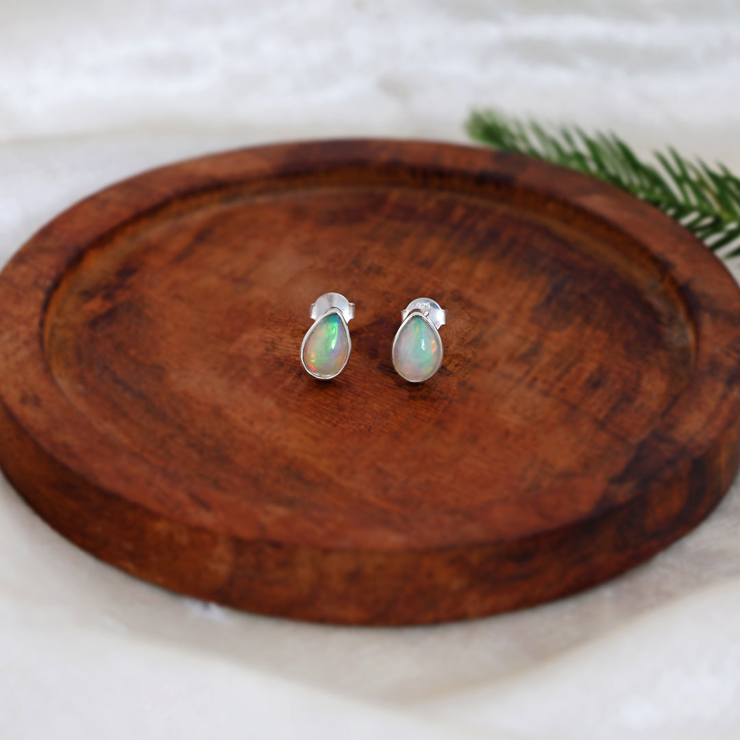 Natural Opal Ethiopian Cabochon Studs