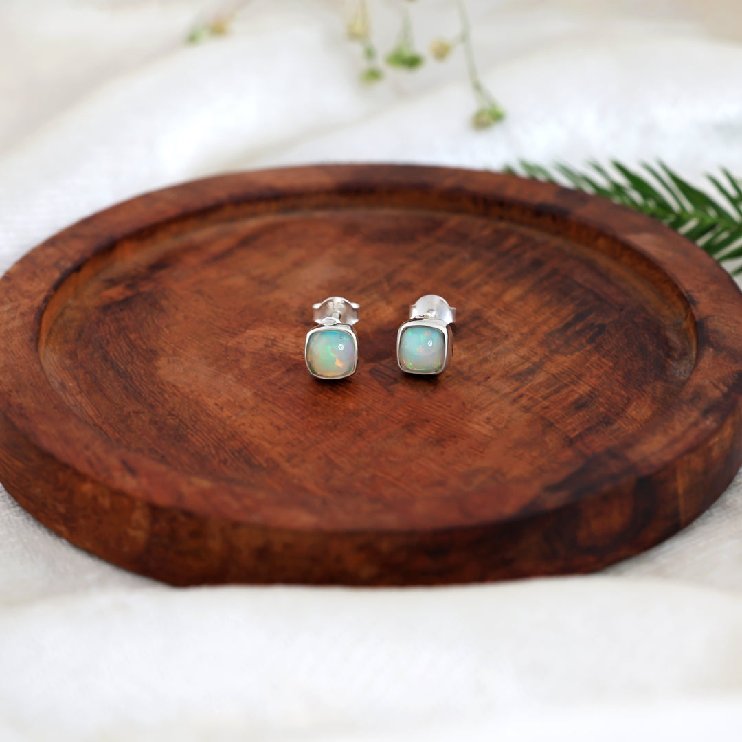 Natural Opal Ethiopian Cabochon Studs