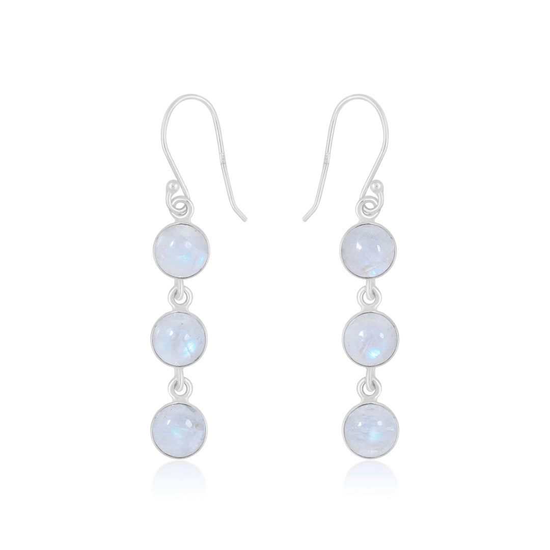 Natural Moonstone Rainbow Cabochon Earrings