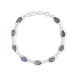 Load image into Gallery viewer, Natural Labradorite Pear Blue Fire Cab Bracelet