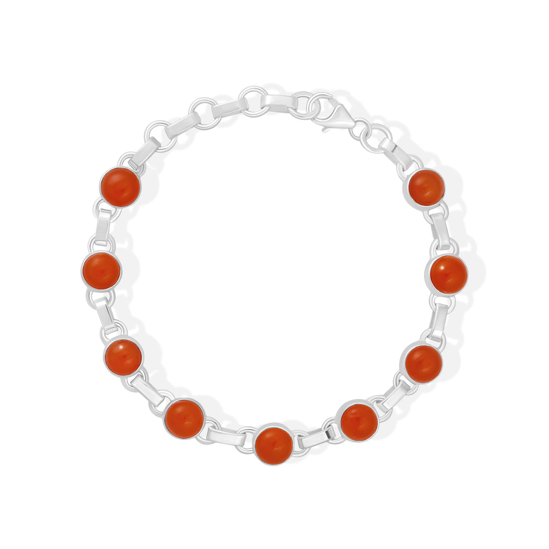 Natural Carnelian Cabochon Bracelet