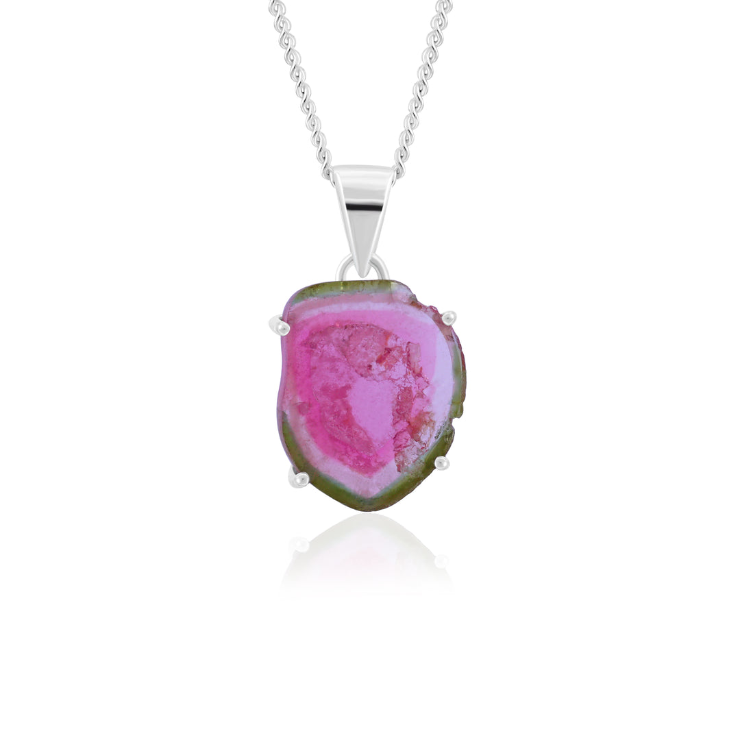 Natural Tourmaline Watermelon Slice Pendant