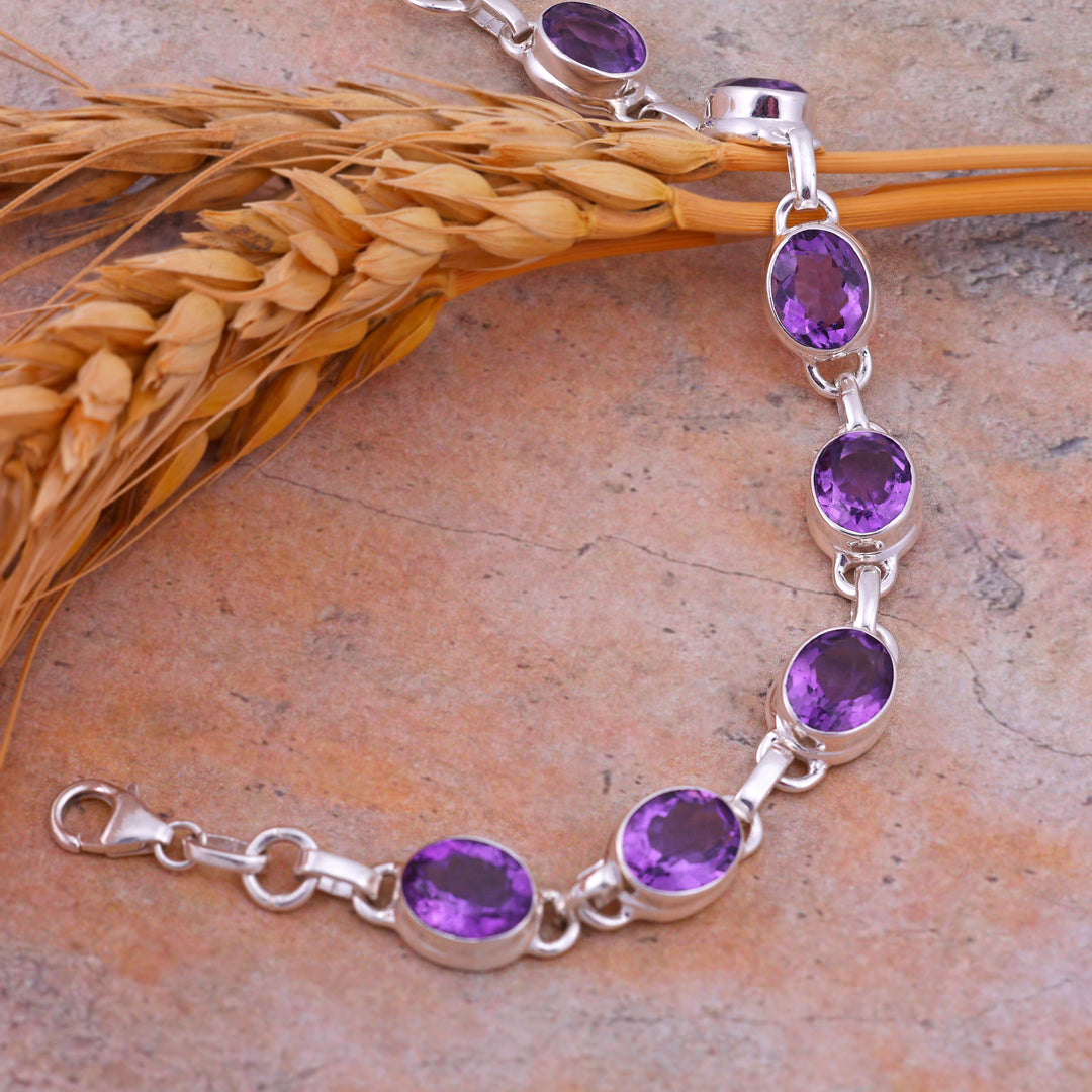 Natural Amethyst Cut Bracelet