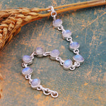 Load image into Gallery viewer, Natural Rainbow Moonstone Cabochon Bracelet