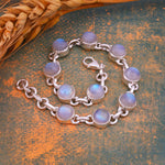 Load image into Gallery viewer, Natural Rainbow Moonstone Cabochon Bracelet