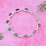 Load image into Gallery viewer, Natural Labradorite Pear Blue Fire Cab Bracelet