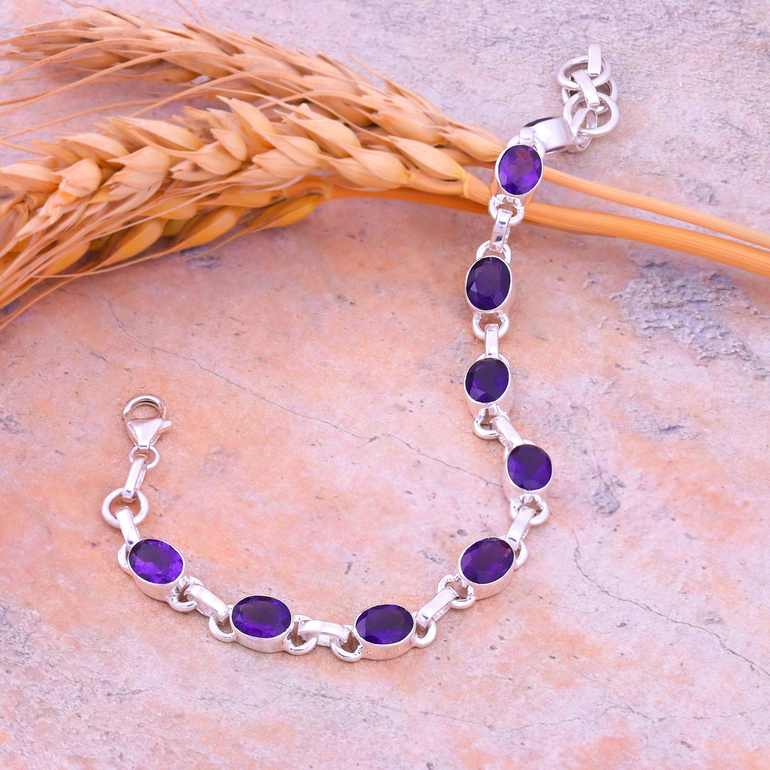 Natural Amethyst Faceted Bracelet