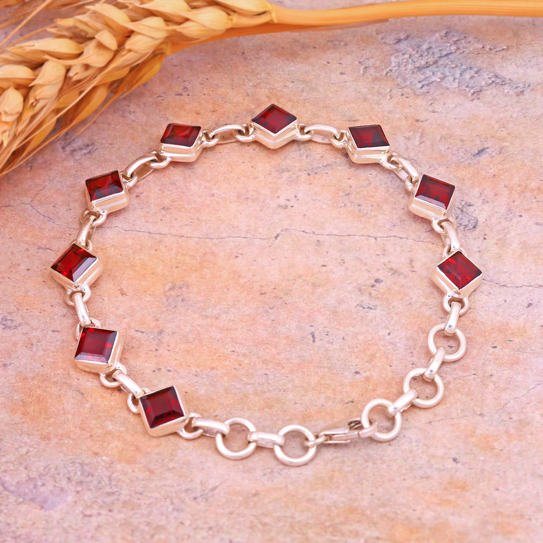 Natural Garnet Cut Bracelet
