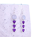 Load image into Gallery viewer, Natural Moonstone Rainbow Cabochon & Amethyst Cut Earrings