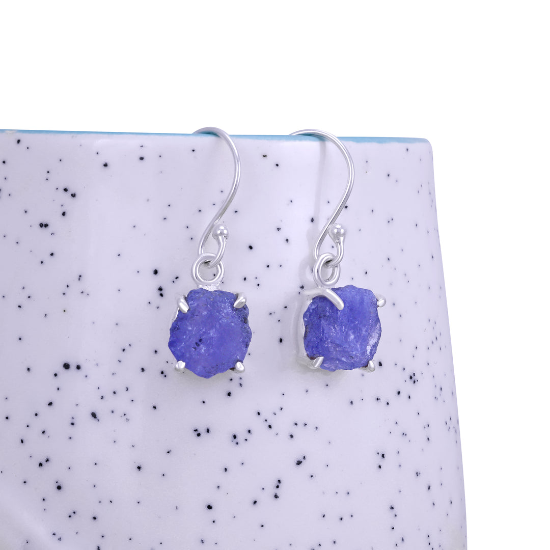 Natural Tanzanite Rough Earrings