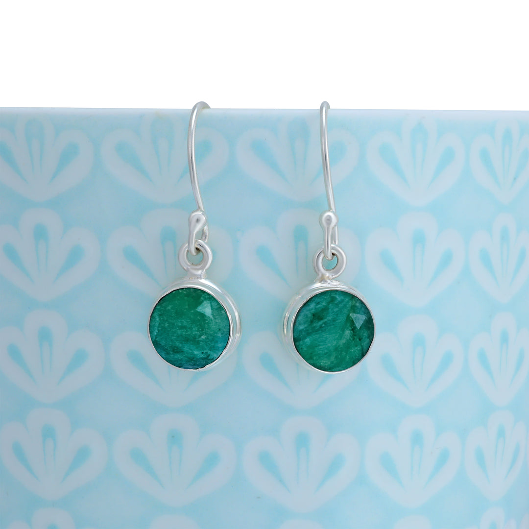Natural Emerald Cut Cab Earrings