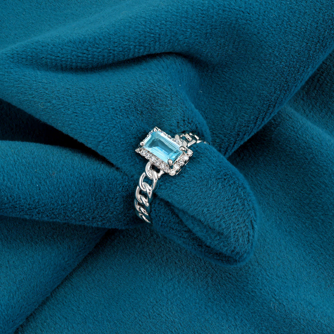 Natural Aquamarine Cut Ring