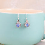 Load image into Gallery viewer, Natural Moonstone Rainbow Cab Earrings