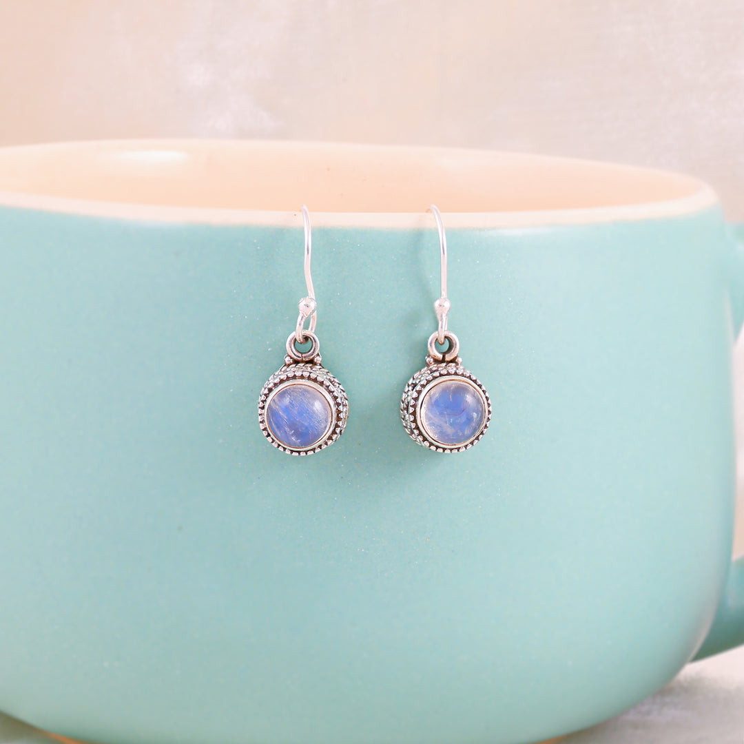 Natural Moonstone Rainbow Cab Earrings