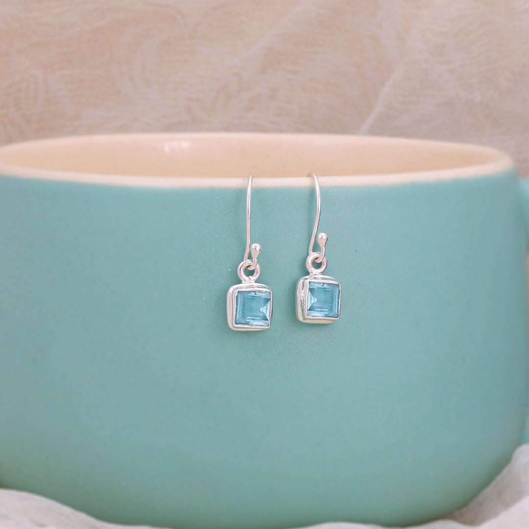 Natural Aquamarine Faceted Earrings