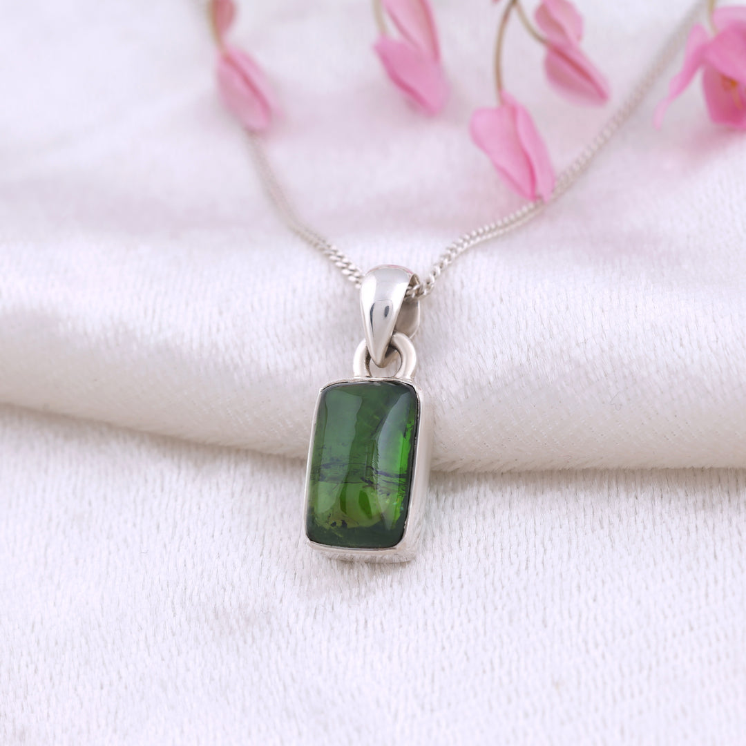 Natural Tourmaline Green Cab Pendant