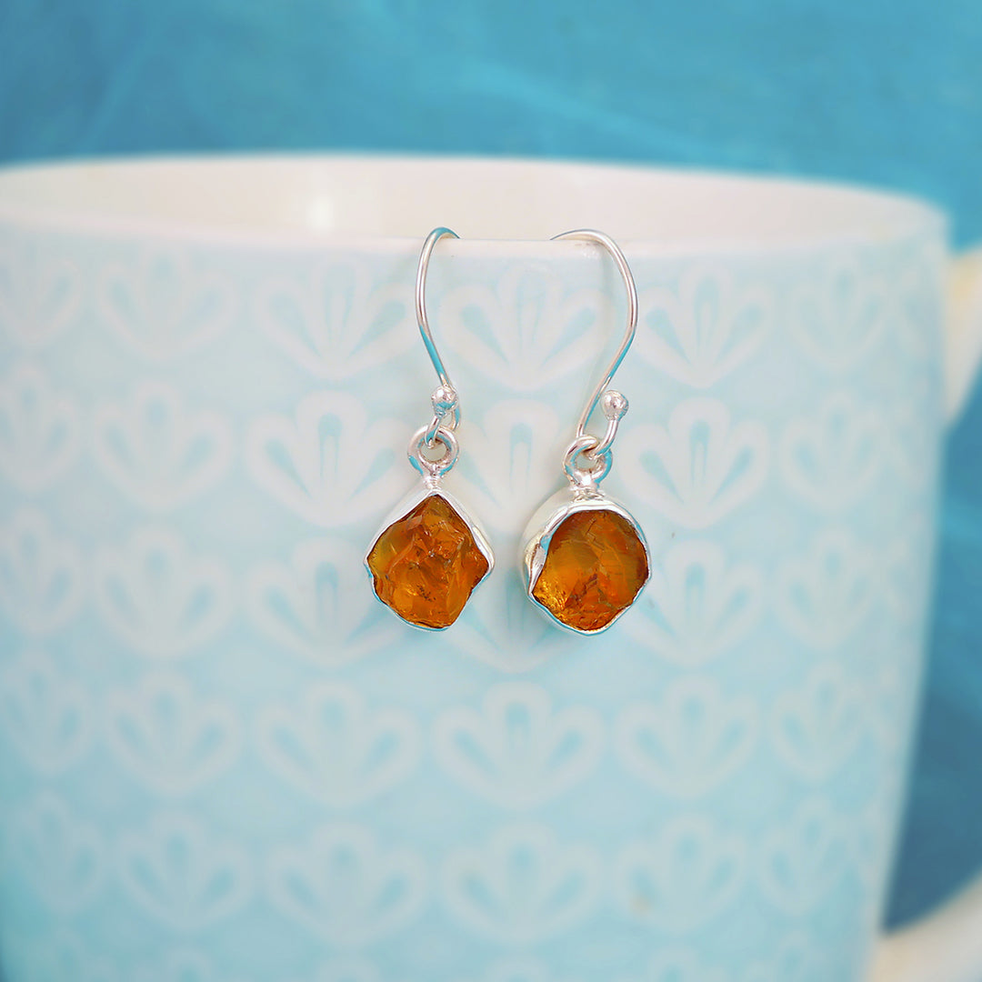 Natural Citrine Rough Earrings
