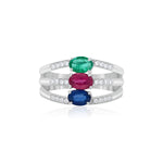Load image into Gallery viewer, Natural Ruby, Sapphire, Emerald Cut Ring