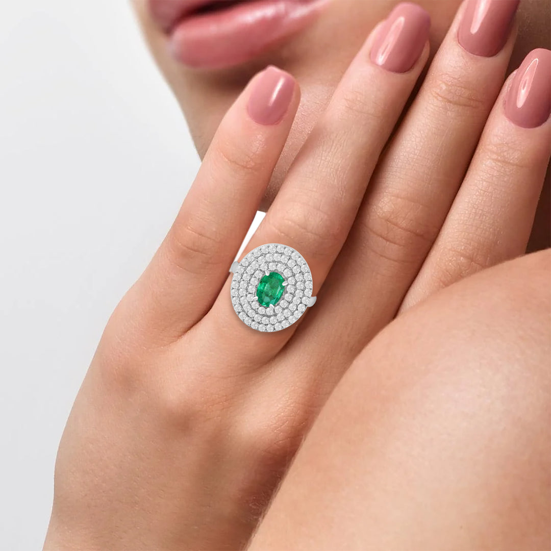 Natural Emerald Faceted Ring