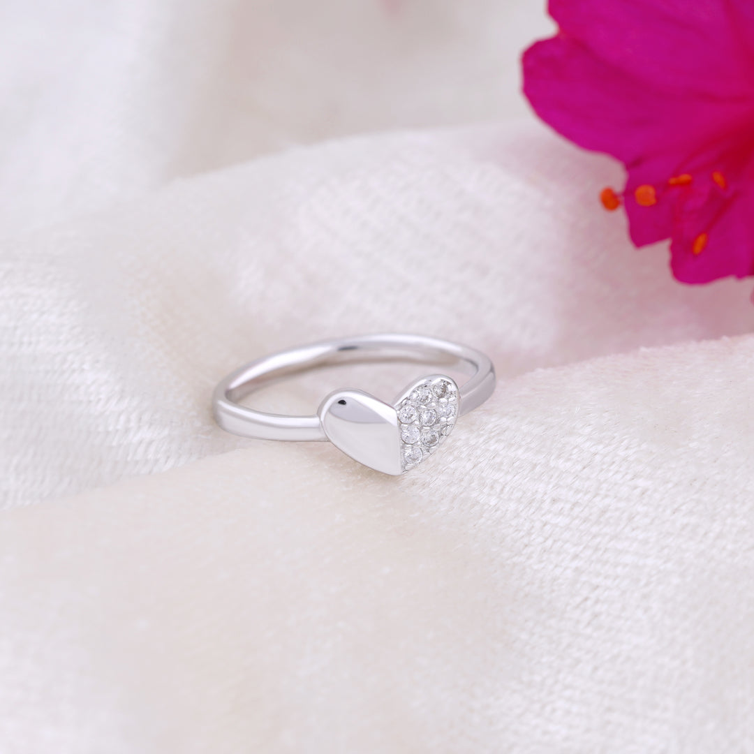 Heart Ring (Rhodium Plated)