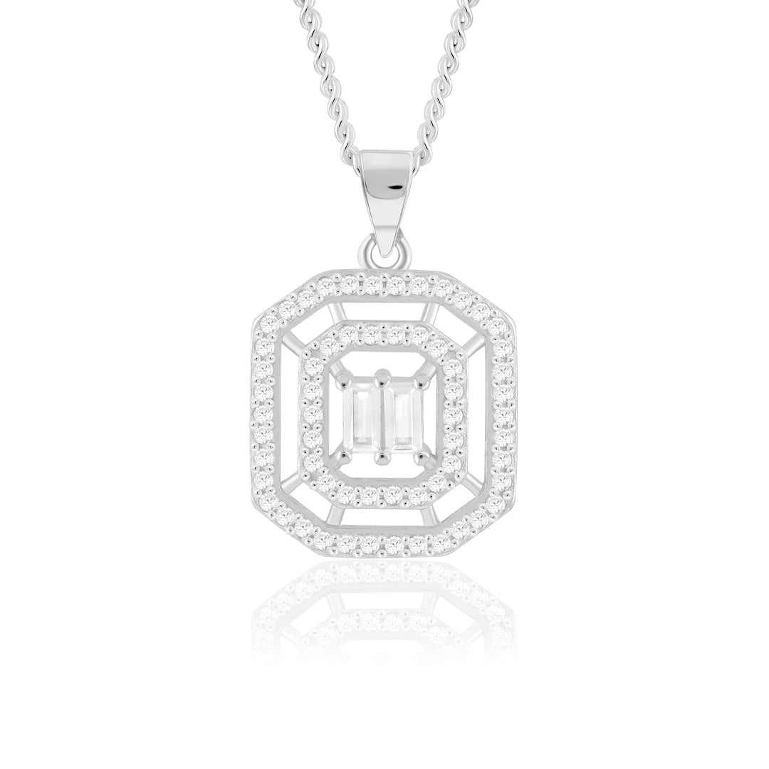 Octagon Pendant (Rhodium Plated)