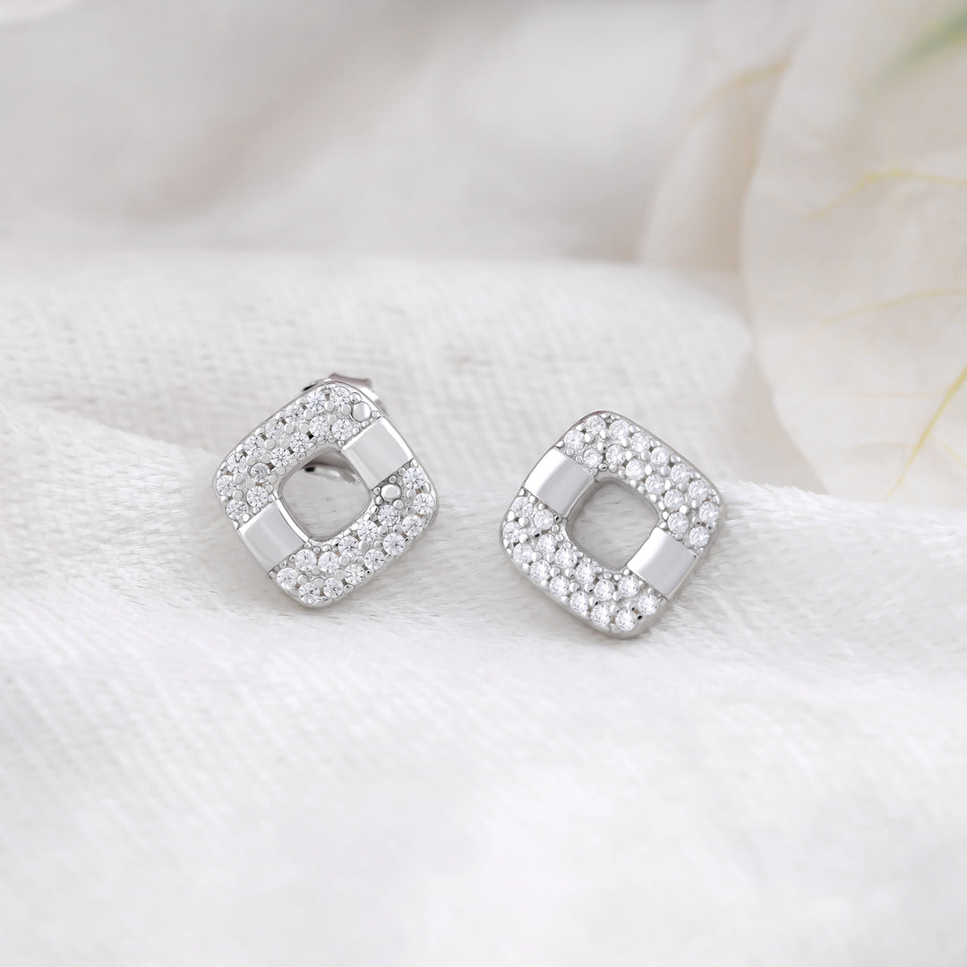 Quadro Studs (Rhodium Plated)