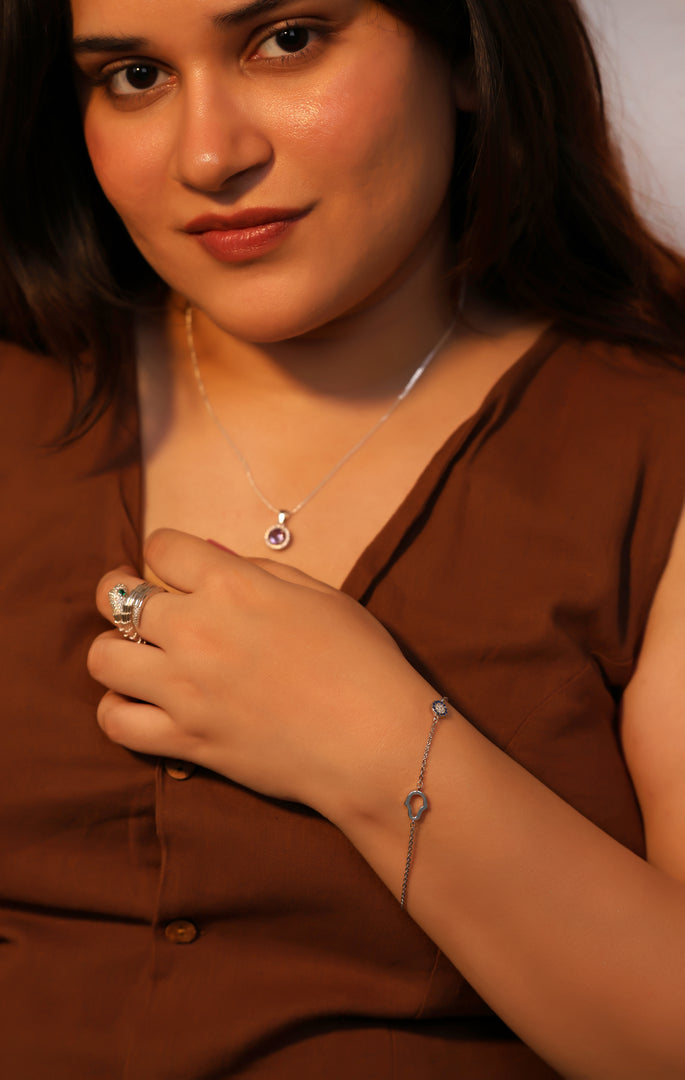 Evil Eye and Hamsa Bracelet (Rhodium Plated)
