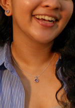 Load image into Gallery viewer, Iris Round Pendant (Rhodium Plated)