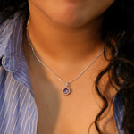 Load image into Gallery viewer, Iris Round Pendant (Rhodium Plated)