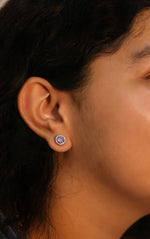 Load image into Gallery viewer, Iris Round Studs (Rhodium Plated)