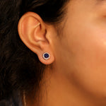 Load image into Gallery viewer, Aura Round Studs (Rhodium Plated)
