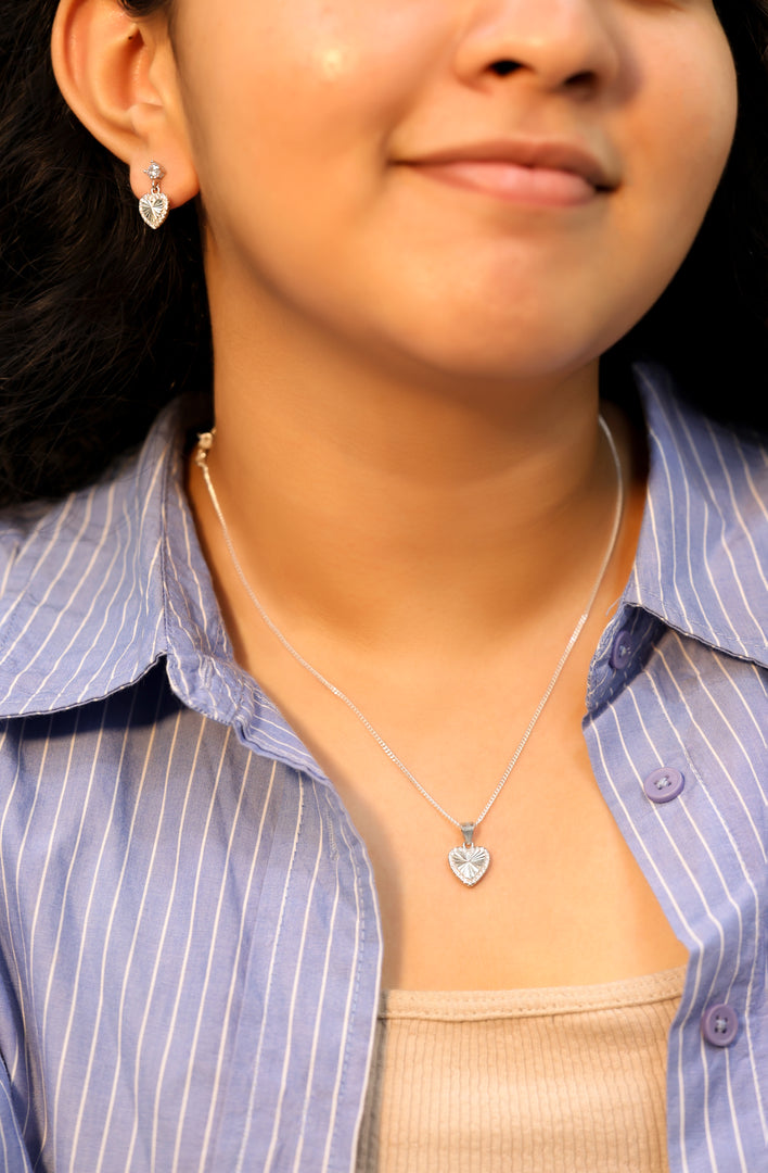 Amora Heart Pendant (Rhodium Plated)