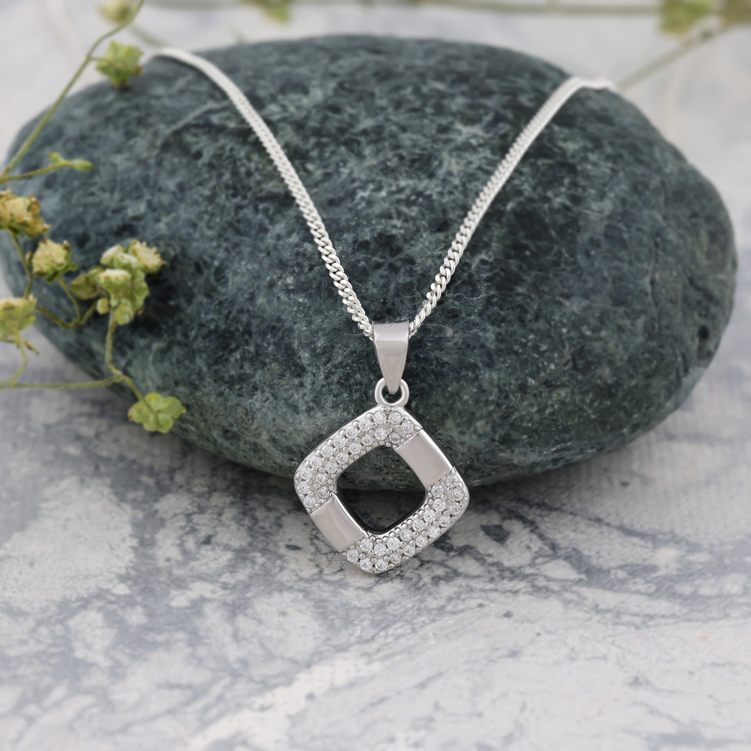 Quadro Pendant (Rhodium Plated)