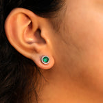 Load image into Gallery viewer, Fern Round Studs (Rhodium Plated)