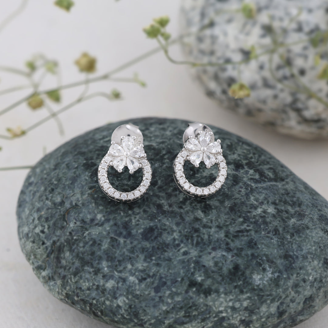 Floret Studs (Rhodium Plated)