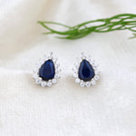 Load image into Gallery viewer, Aura Pear Studs (Rhodium Plated)